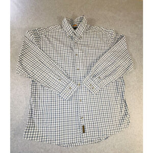 Timberland Button Down Shirt XL Blue Plaid Long Sleeve Cotton Casual